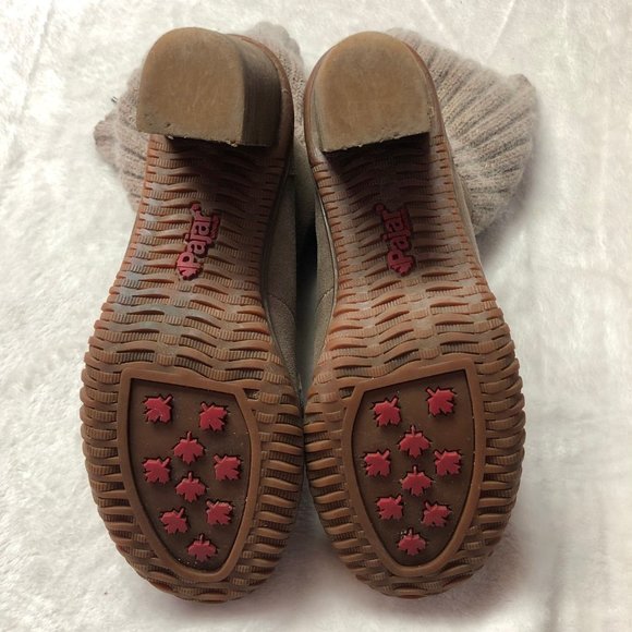 PAJAR Winter Fleece Lined Taupe Block Heel Fold Over Booties Size 8 - Picture 8 of 11